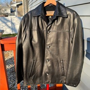 Men’s Guess Black Leather Jacket Sz M